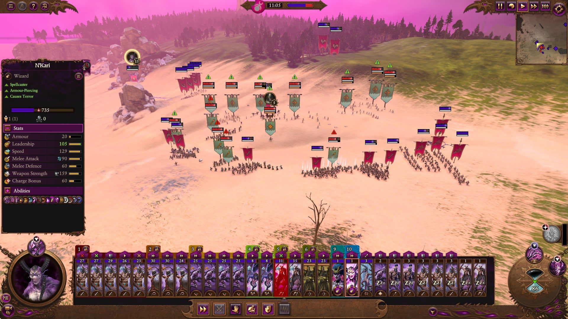 A battle on a sandy beach area in Total War: Warhammer 3