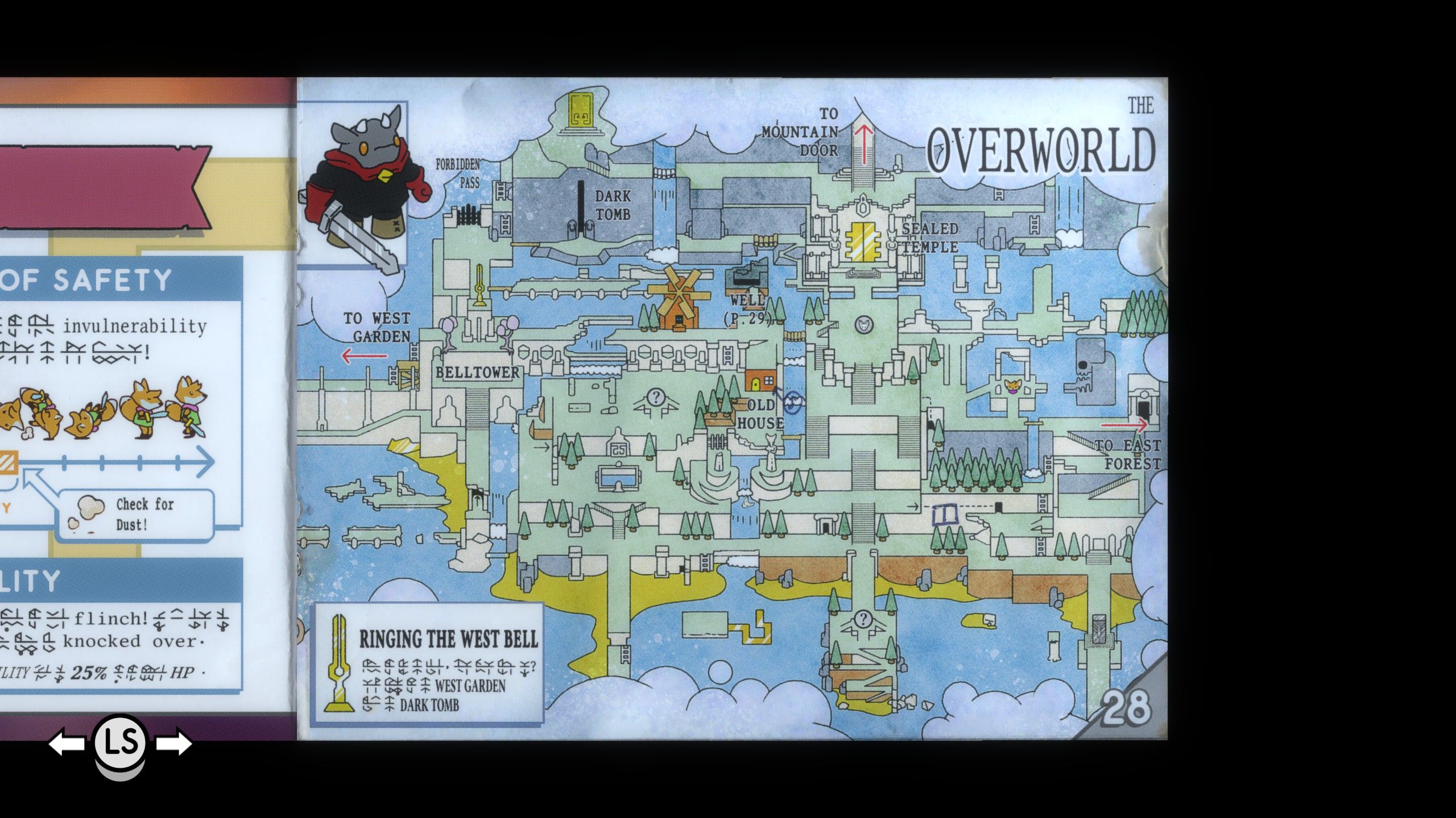 An illustrated overworld map in Tunic