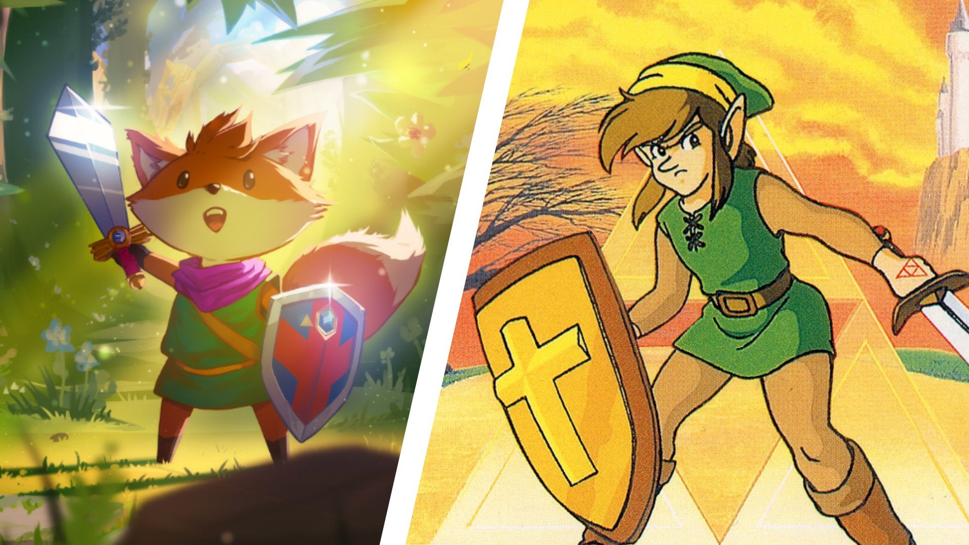 The fox from Tunic next to Link from Zelda II: The Adventure Of Link