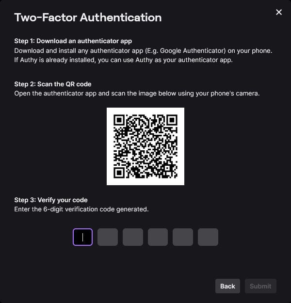 A screenshot of Twitch's instructions on how to enable Two-Factor Authentication.