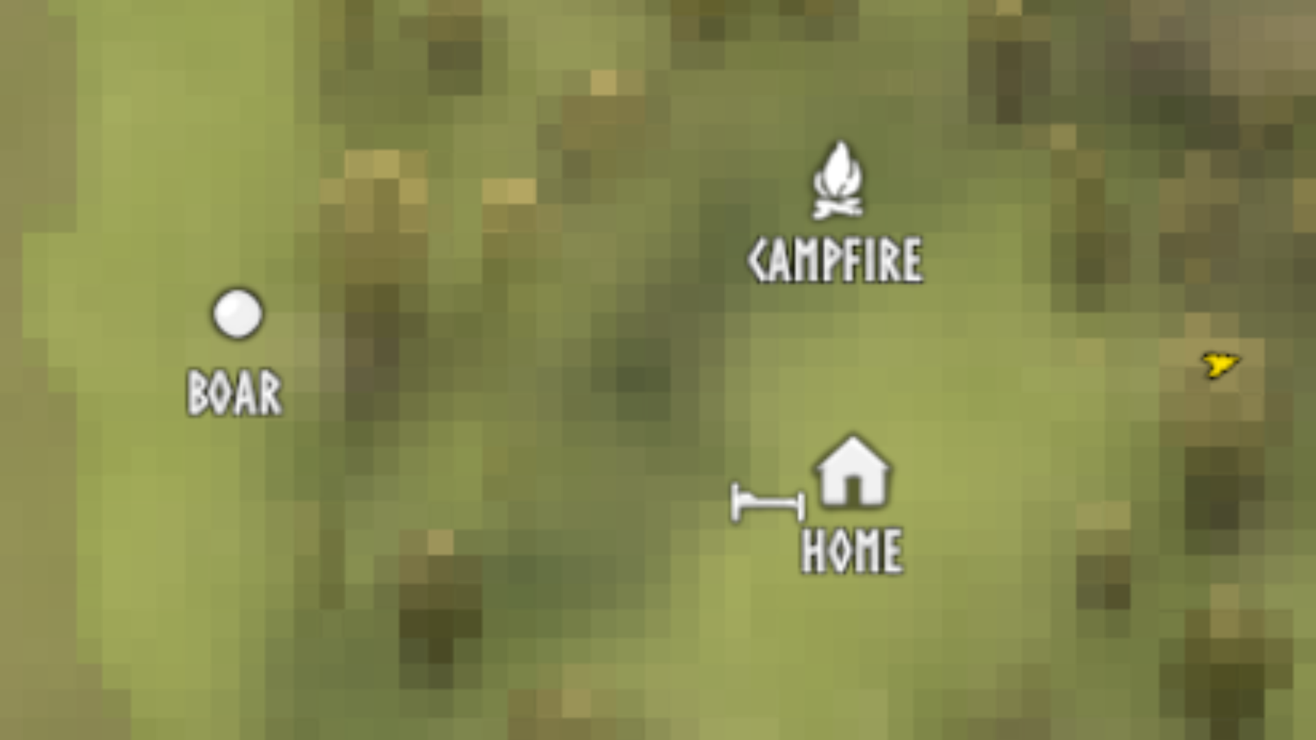 A Valheim screenshot of part of the map, with several map markers used to denote different points of interest.
