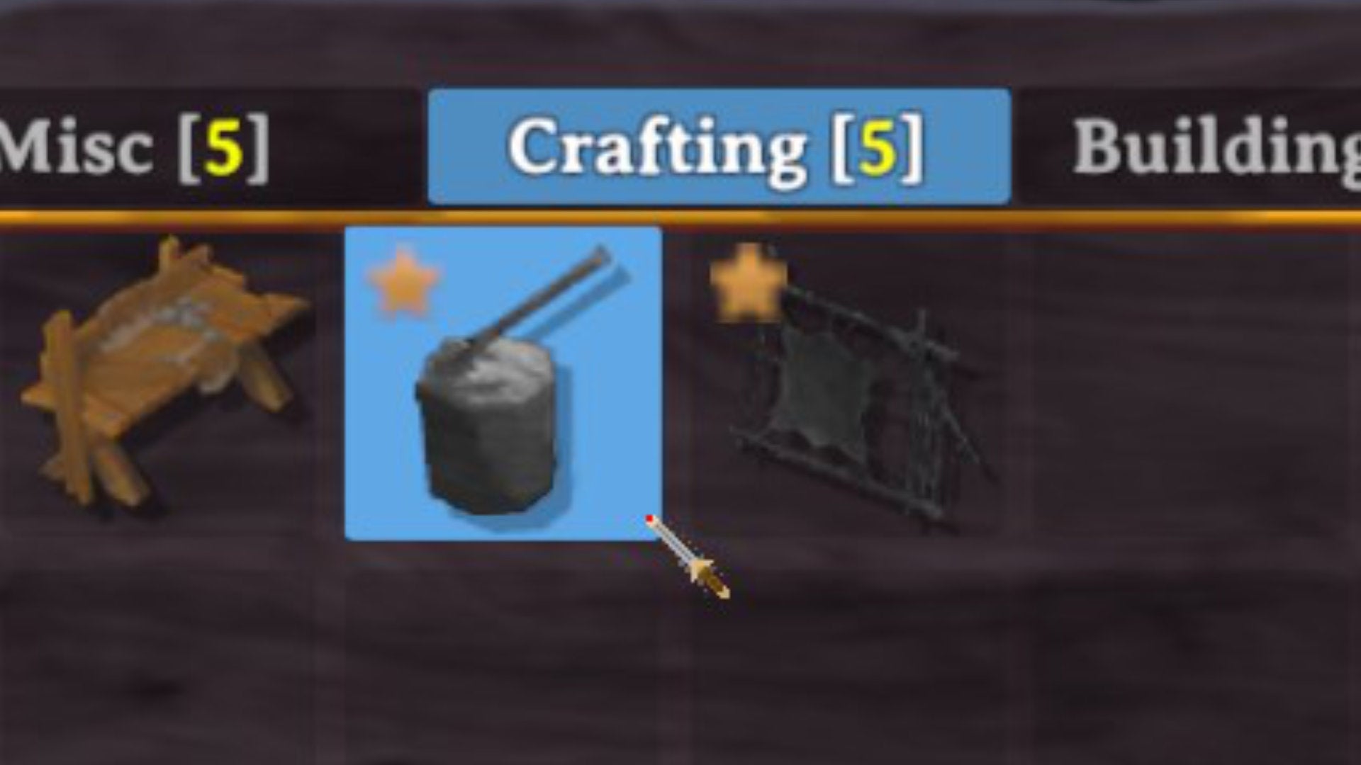 A Valheim screenshot of part of the building menu showcasing two buildings which are used to upgrade a Workbench.