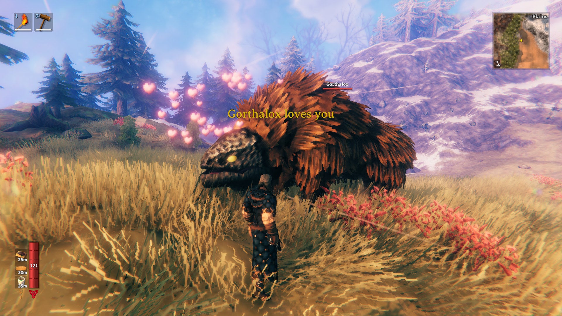A friendly named lox in a Valheim: Hearth & Home update screenshot.