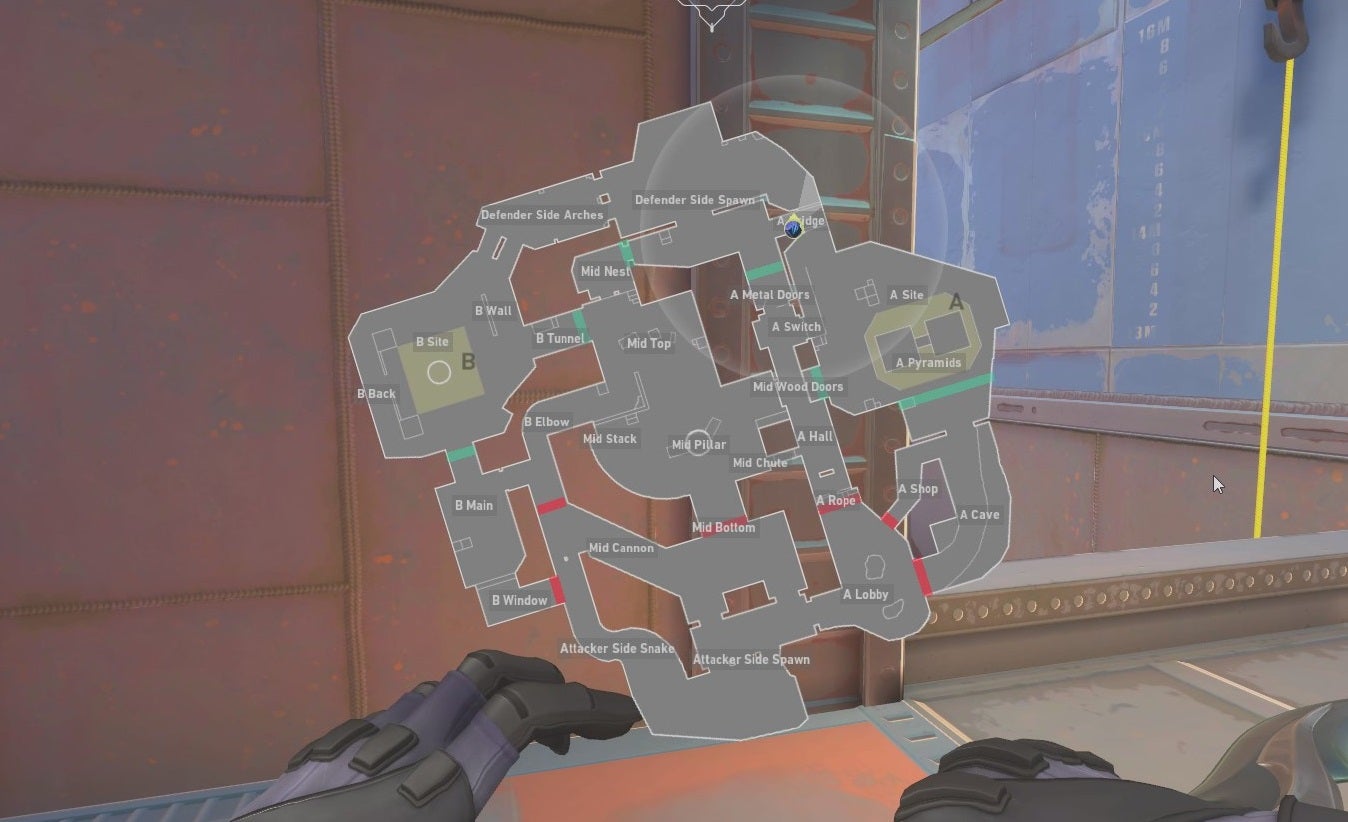 The minimap for Valorant's new map Breeze.