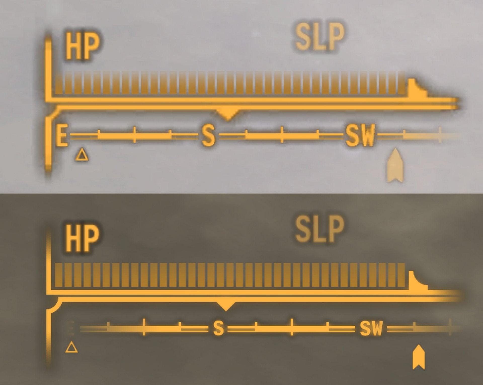 Экран меню, показывающий вашу шкалу HP и компас в моде Vanilla HUD Remastered в Fallout: New Vegas
