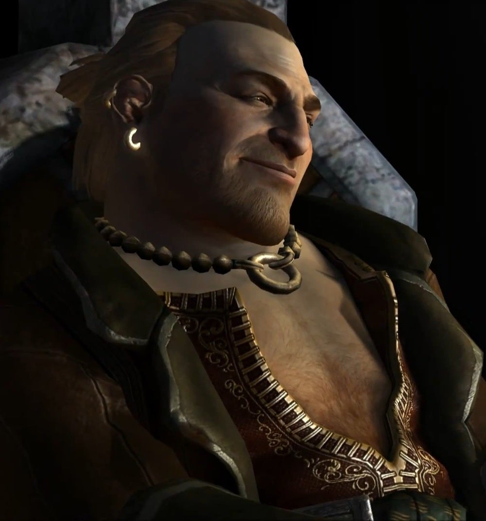 Varric looking smug in Dragon Age 2.