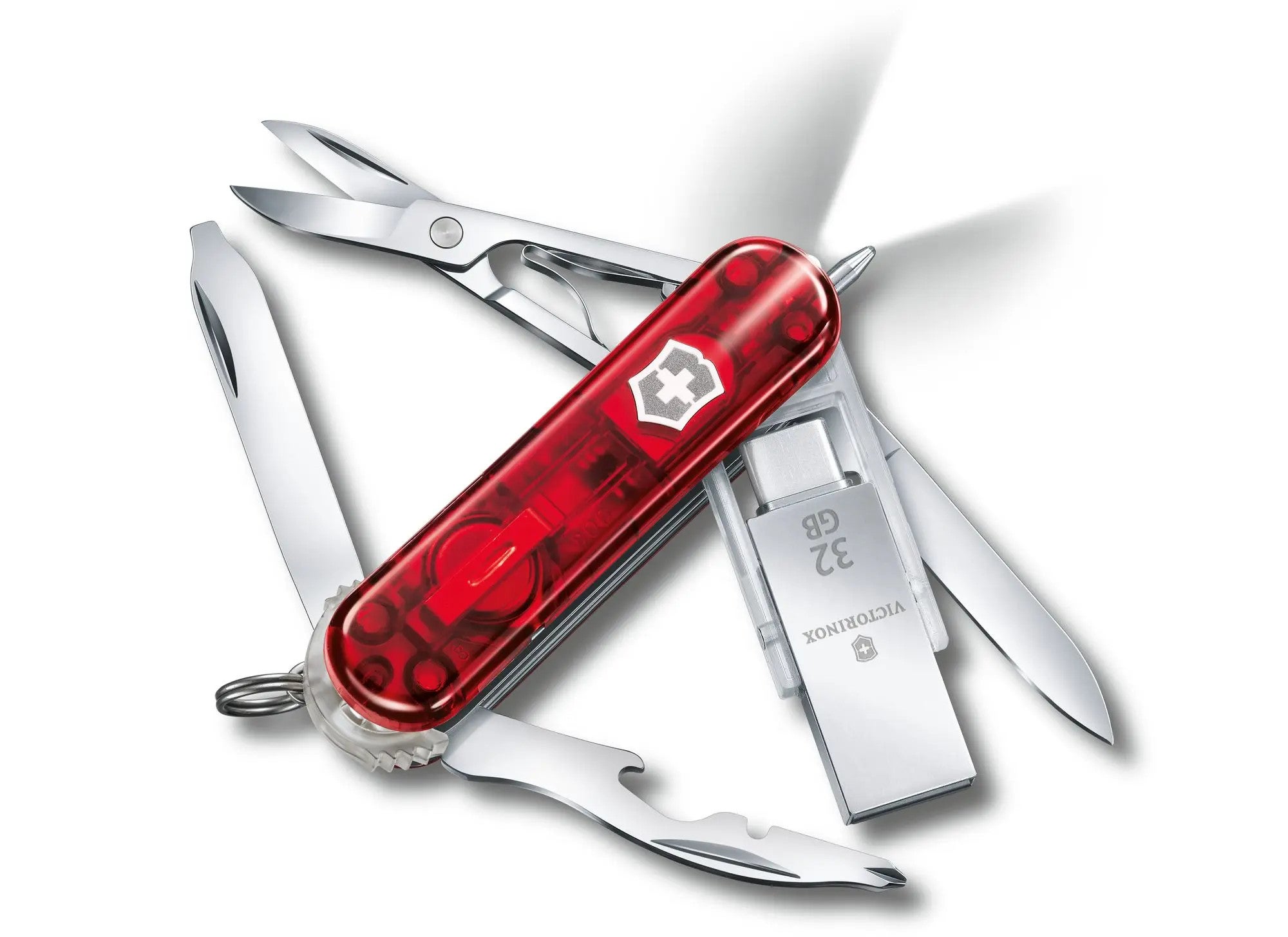 A photo of the Swiss Army Midnite Manager@work knife with tools folded out.