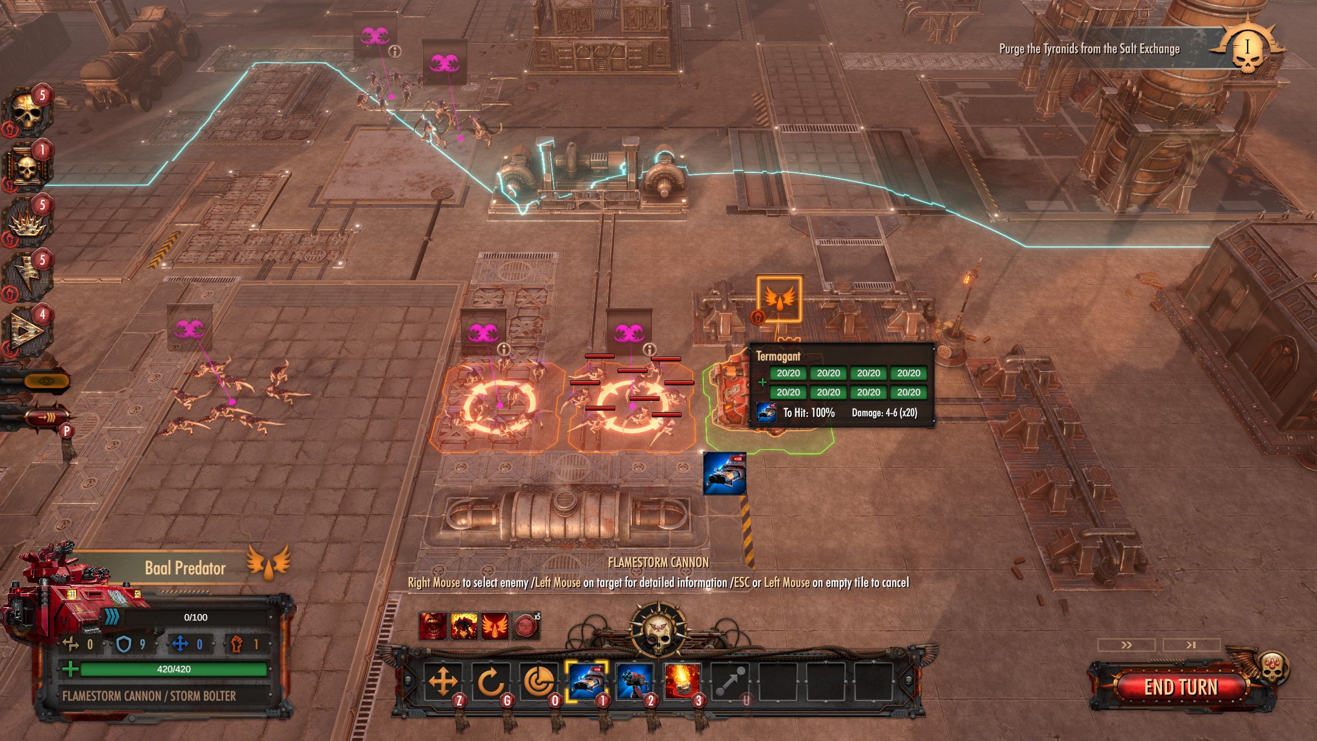 Изгаряне на Termagaunts в Warhammer 40,000: Екранна снимка на Battlesector.