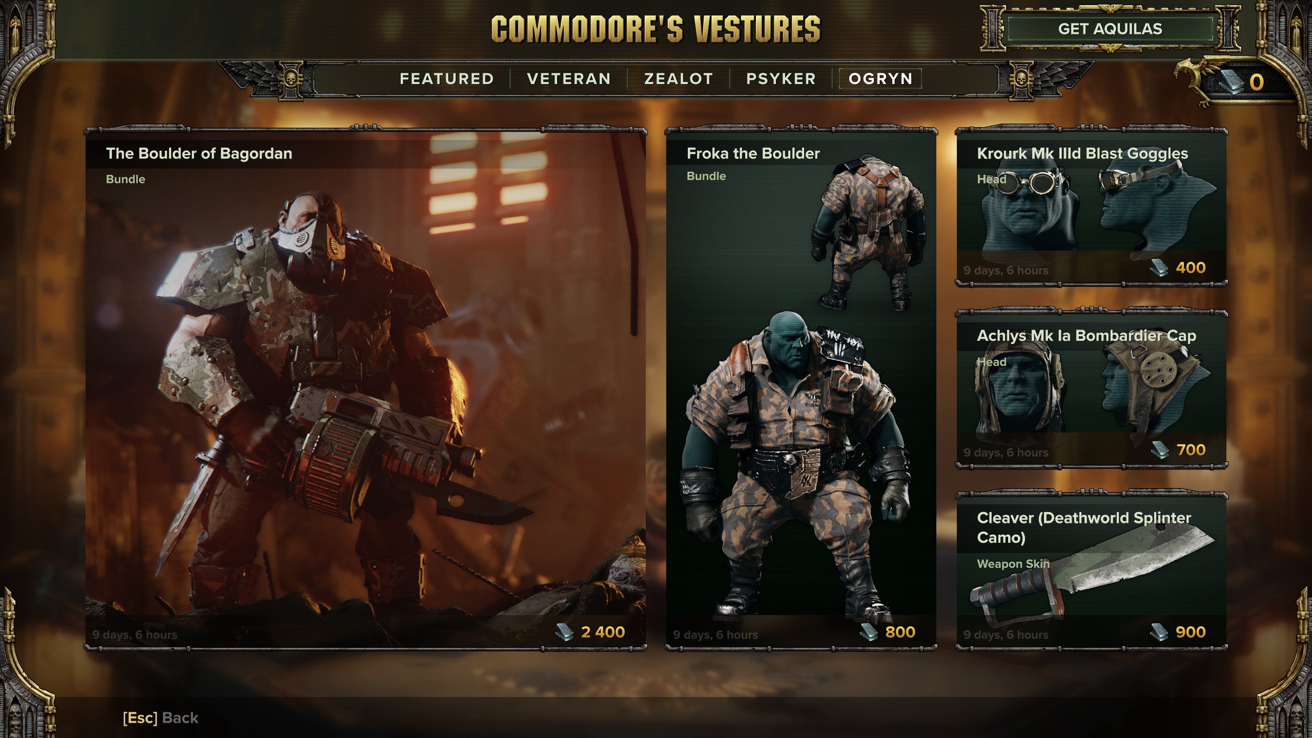 Разгледайте магазина за микротранзакции в Warhammer 40,000: Екранна снимка на Darktide.