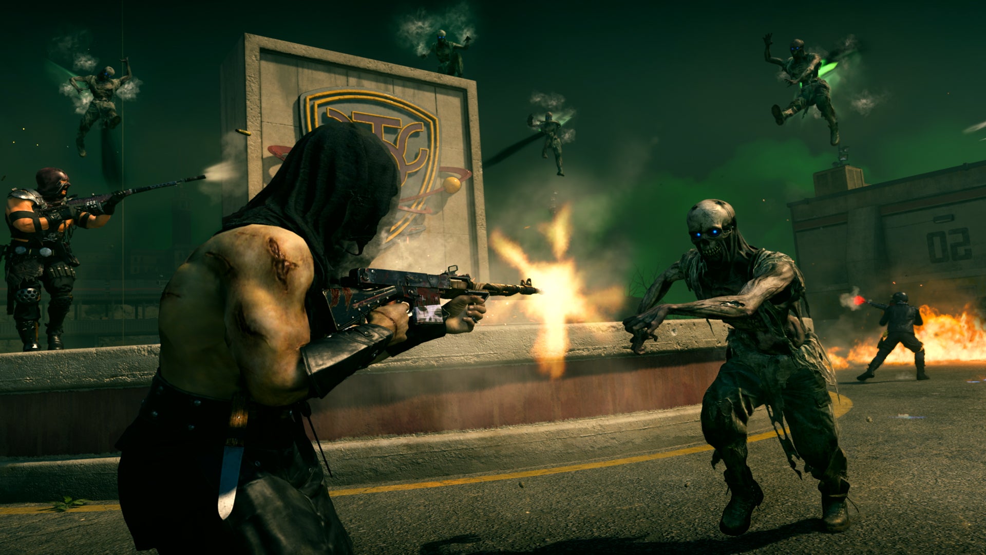 A player fends off a zombie in Warzone's limited-time Rebirth Of The Dead mode.