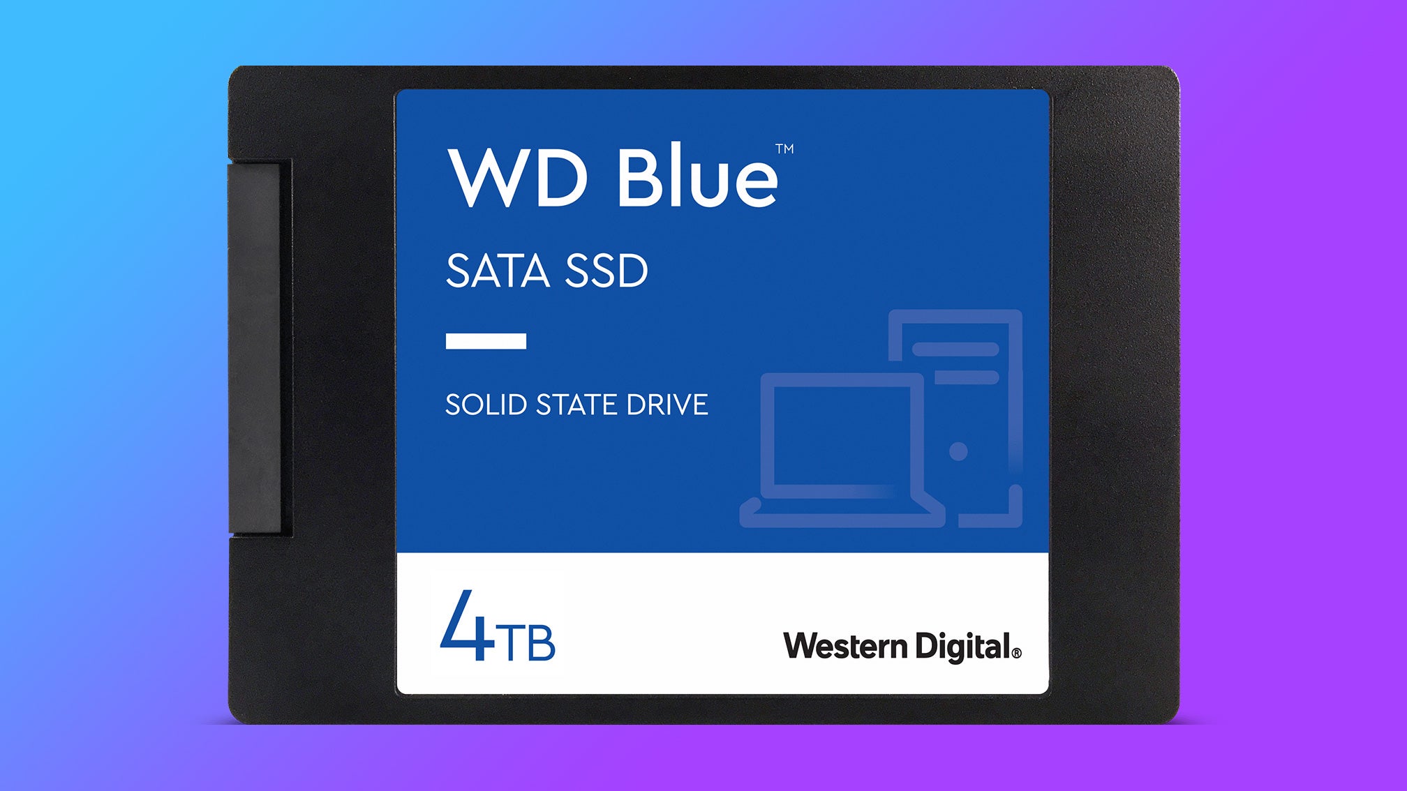 a photo of the wd blue sata ssd, with a 4tb capacity listed and the common 2.5-inch size