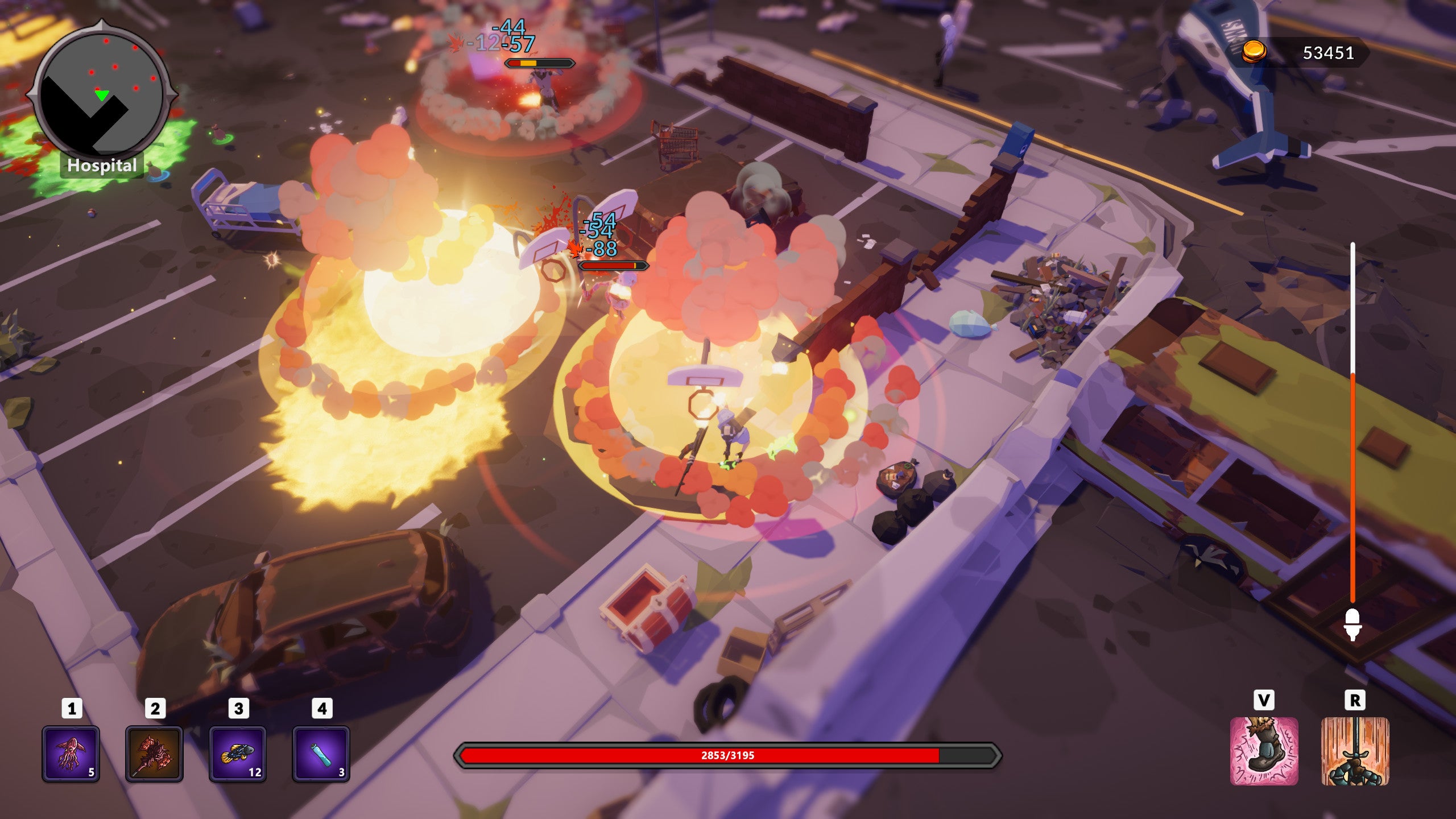 Raining explosions on zombies in a Weird RPG screenshot.