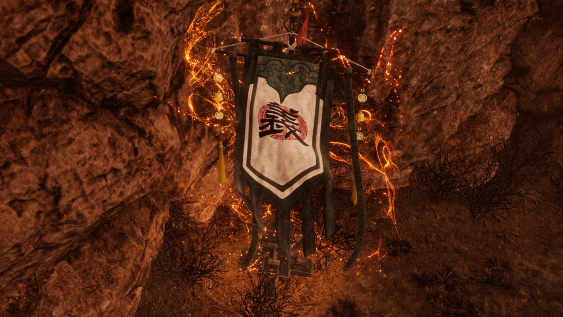 A screenshot of a Battle Flag in the Two Chivalrous Heroes region of Wo Long: Fallen Dynasty.