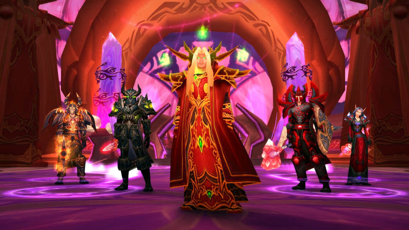 A group photo in World of Warcraft: Burning Crusade Classic.