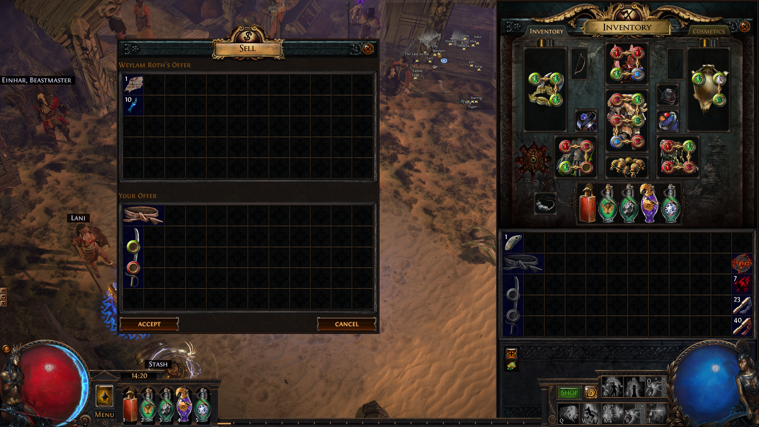 An example of an incorrect vendor recipe in Path of Exile, returning only currency shards