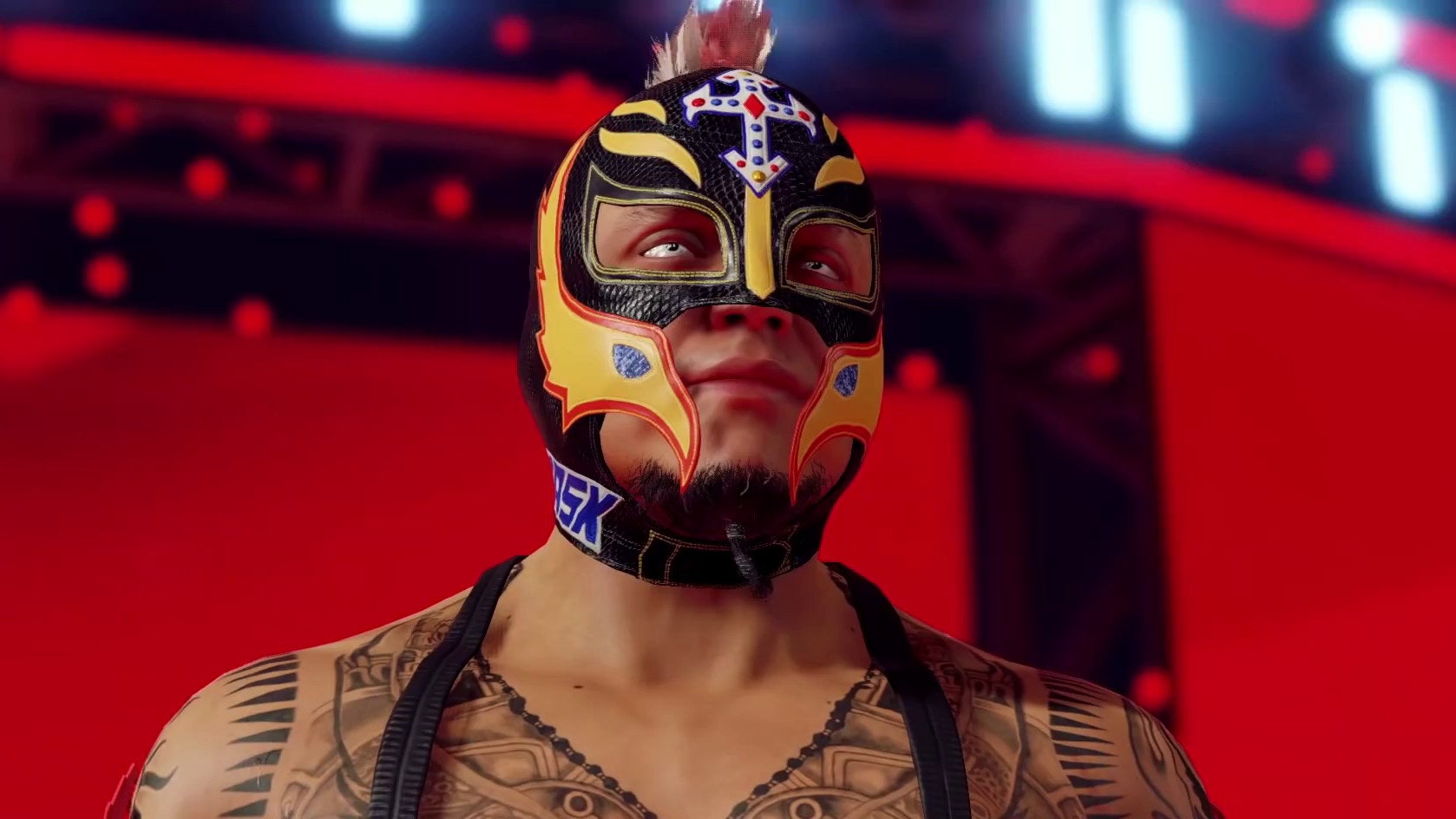 Rey Mysterio in a frame from the WWE 2K22 announcement trailer.