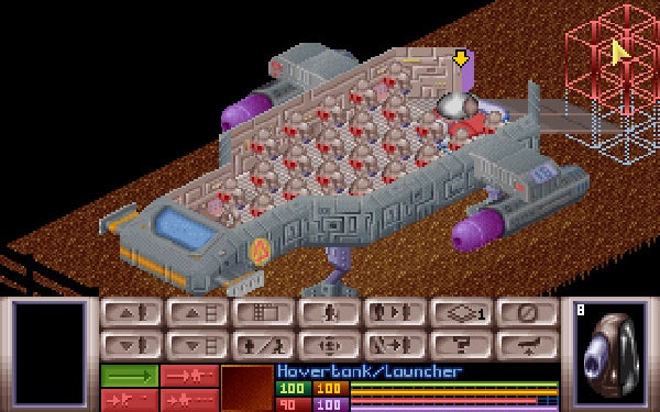 A spaceship full of units in X-COM: UFO Defence