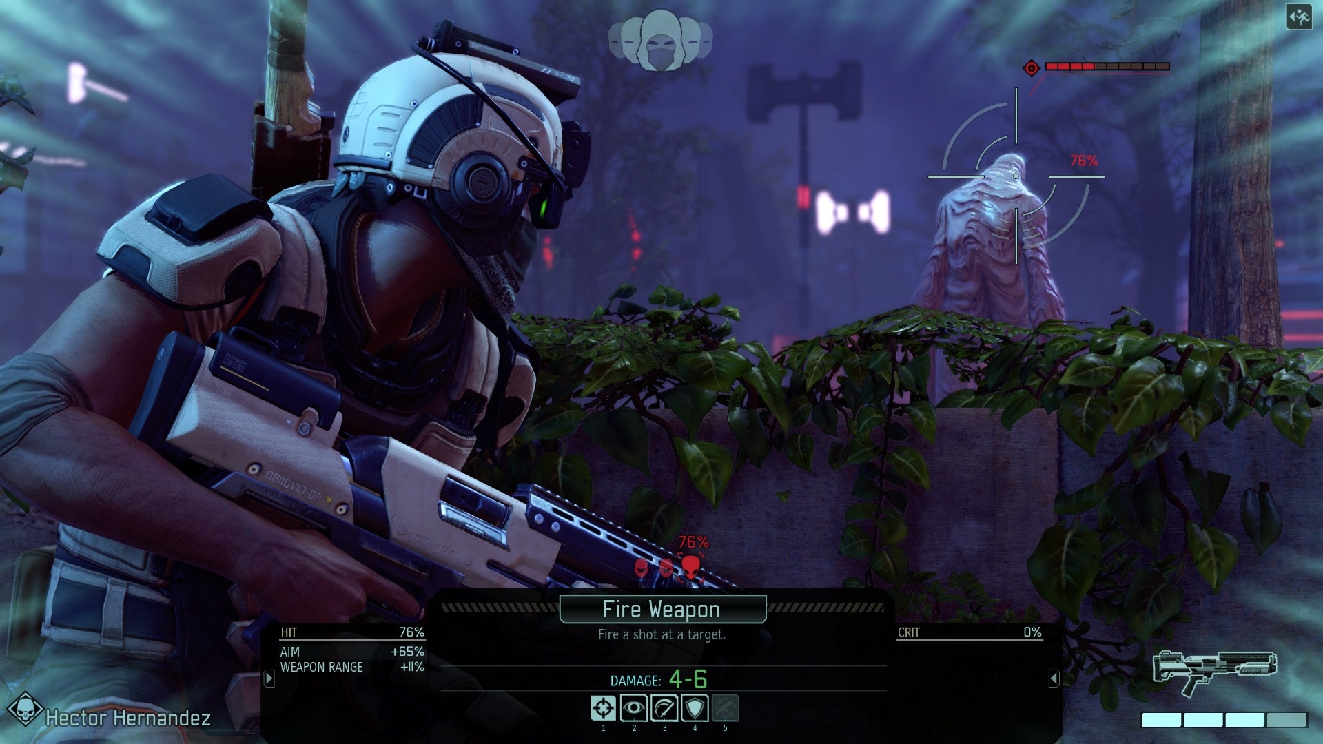 A soldier closes in on an alien in XCOM 2