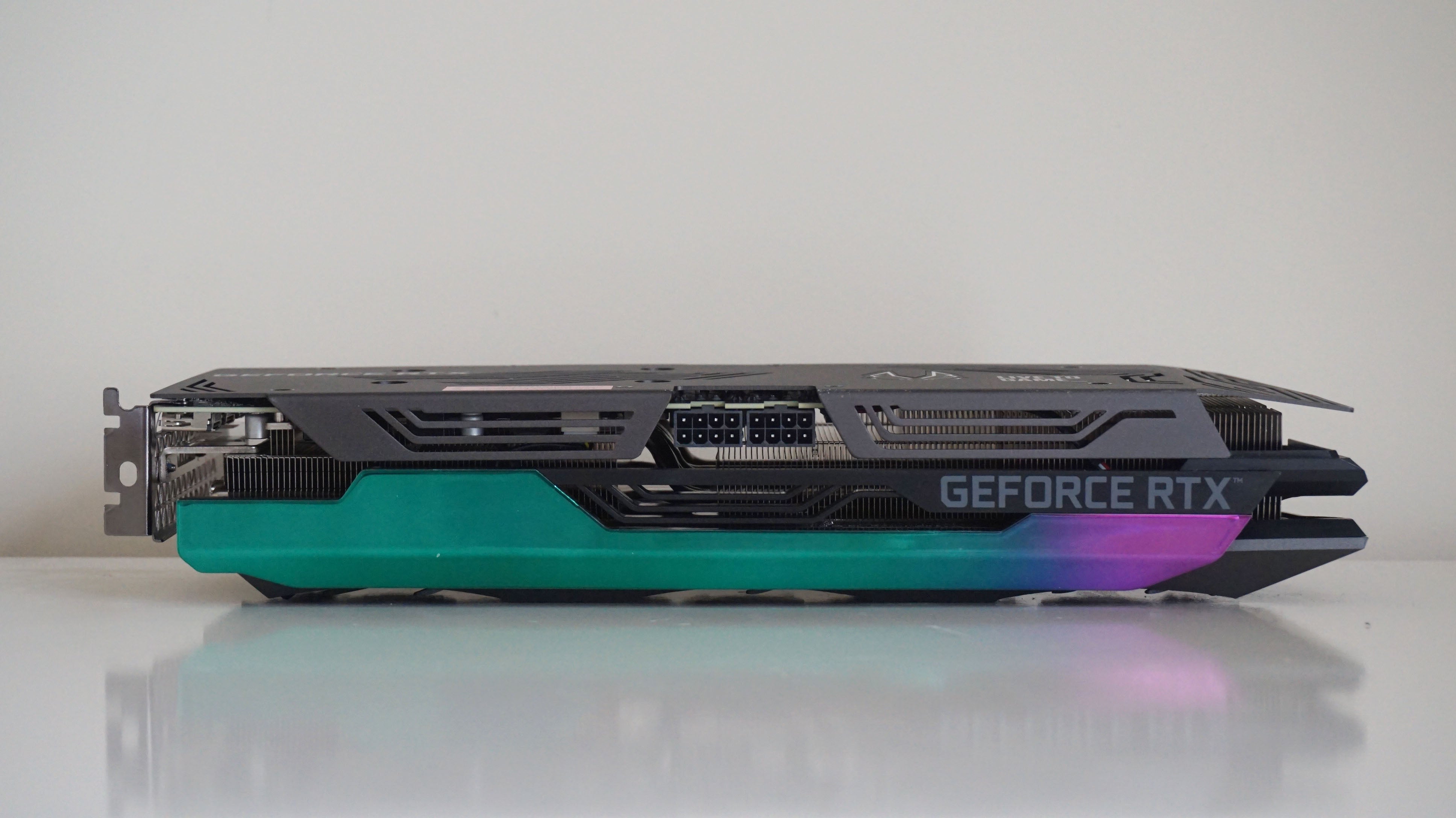 A photo of Zotac's GeForce RTX 3070 Ti AMP Holo edition graphics card